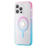 Tagakaaned Kingxbar  Kingxbar PQY Ice Crystal Series magnetic case for iPhone 14 Pro MagSafe pink and blue 