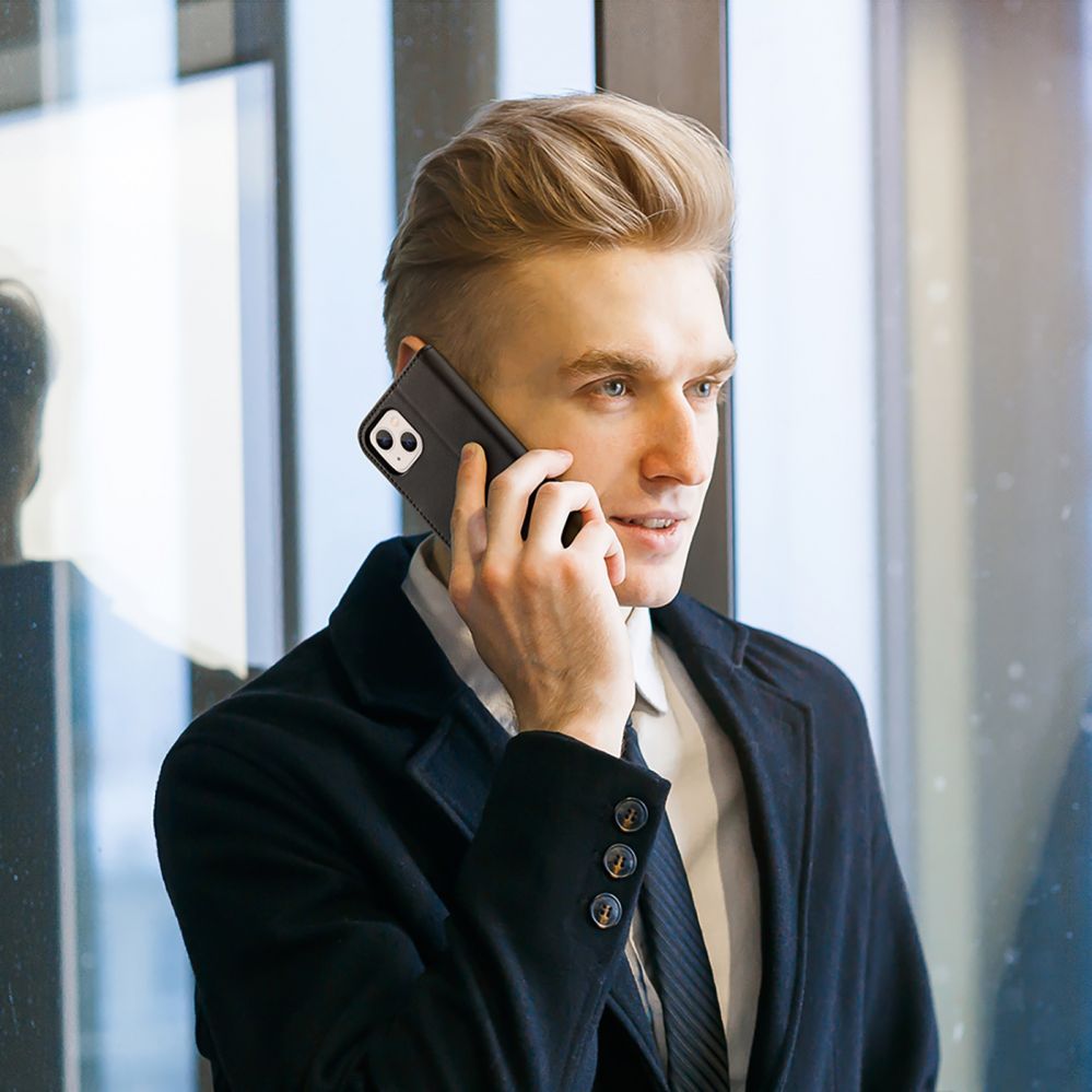 Tagakaaned Dux Ducis Dux Ducis Hivo Leather Flip Cover Genuine Leather Wallet for Cards and Documents iPhone 14 Plus Black