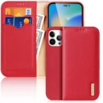 Back panel cover Dux Ducis  Dux Ducis Hivo Leather Flip Cover Genuine Leather Wallet for Cards and Documents iPhone 14 Pro Max Red 