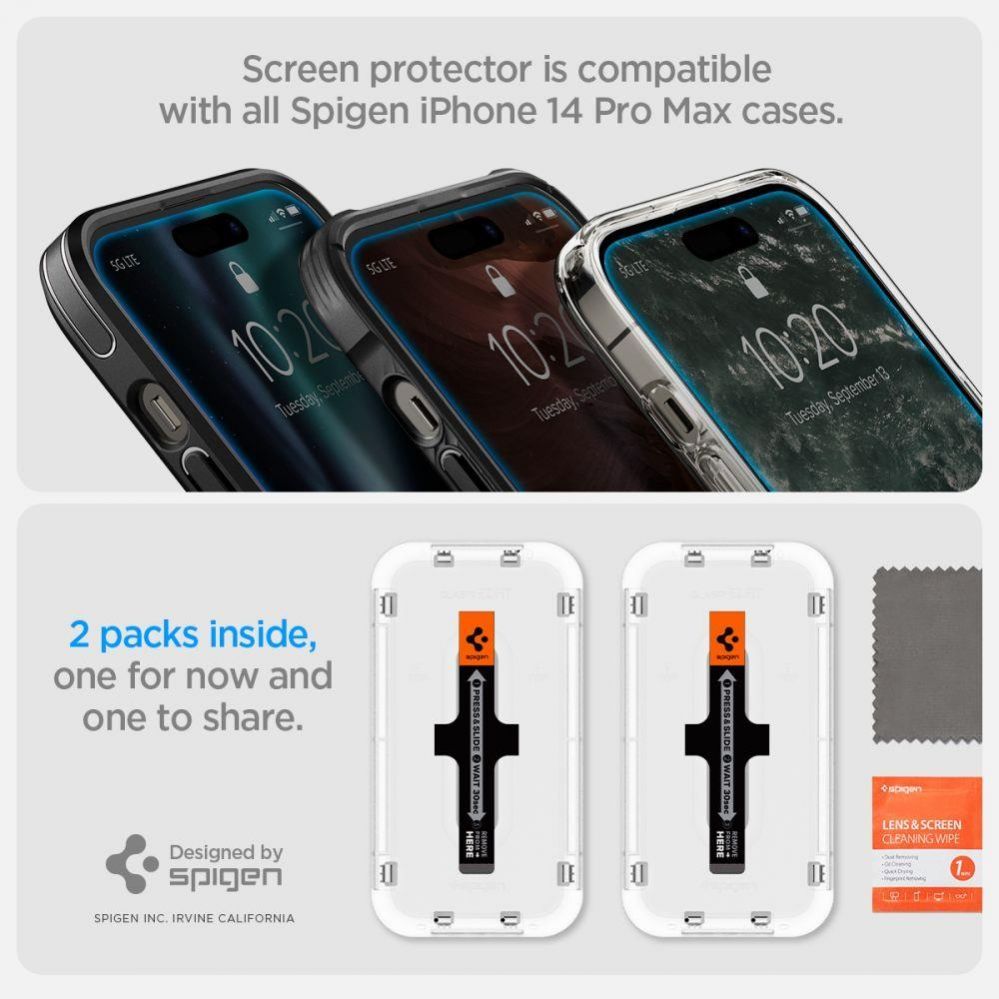 Aizsargstikls Spigen Spigen Glas.tR EZ Fit tempered glass for iPhone 14 Pro - 2 pcs.