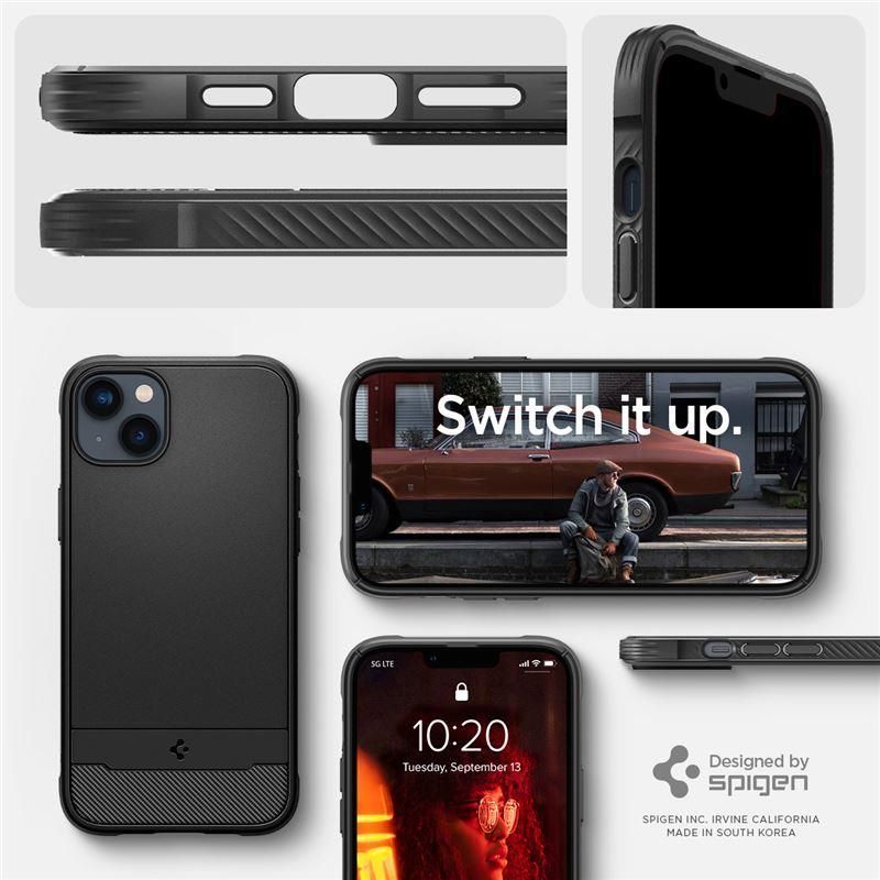 Back panel cover Spigen Spigen Rugged Armor Mag Case with MagSafe for iPhone 14 - Matte Black