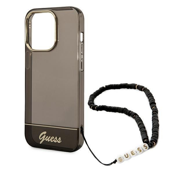 Aizmugurējais vāciņš Guess Guess GUHCP14LHGCOHK iPhone 14 Pro 6,1" czarny/black hardcase Translucent Pearl Strap