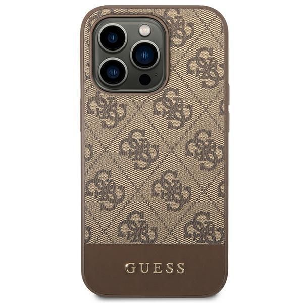 Back panel cover Guess Guess GUHCP14LG4GLBR iPhone 14 Pro 6,1" brązowy/brown hard case 4G Stripe Collection