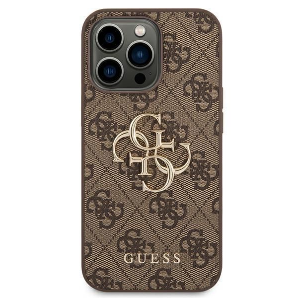 Back panel cover Guess Guess GUHCP14L4GMGBR iPhone 14 Pro 6,1" brązowy/brown hardcase 4G Big Metal Logo