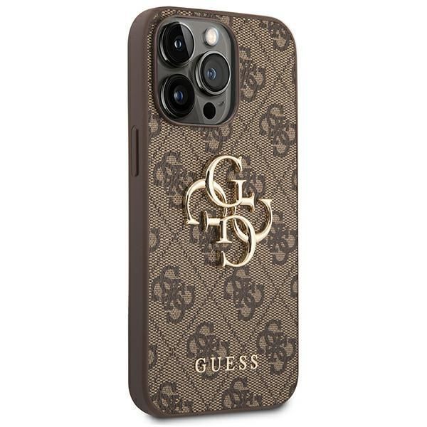 Back panel cover Guess Guess GUHCP14L4GMGBR iPhone 14 Pro 6,1" brązowy/brown hardcase 4G Big Metal Logo