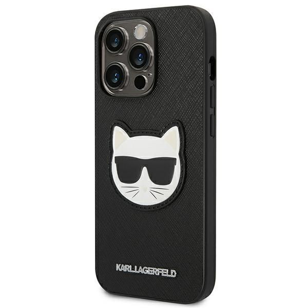 Aizmugurējais vāciņš Karl Lagerfeld Karl Lagerfeld KLHCP14XSAPCHK iPhone 14 Pro Max 6,7" hardcase czarny/black Saffiano Choupette Head Patch