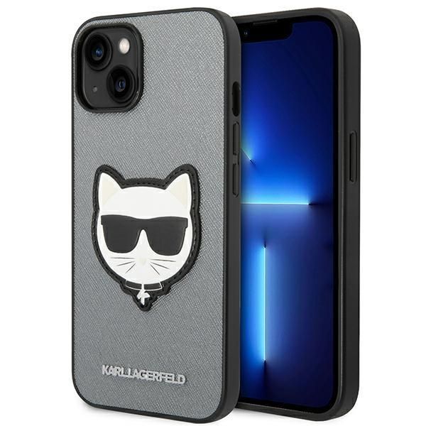 Back panel cover Karl Lagerfeld Karl Lagerfeld KLHCP14MSAPCHG iPhone 14 Plus 6,7" hardcase srebrny/silver Saffiano Choupette Head Patch