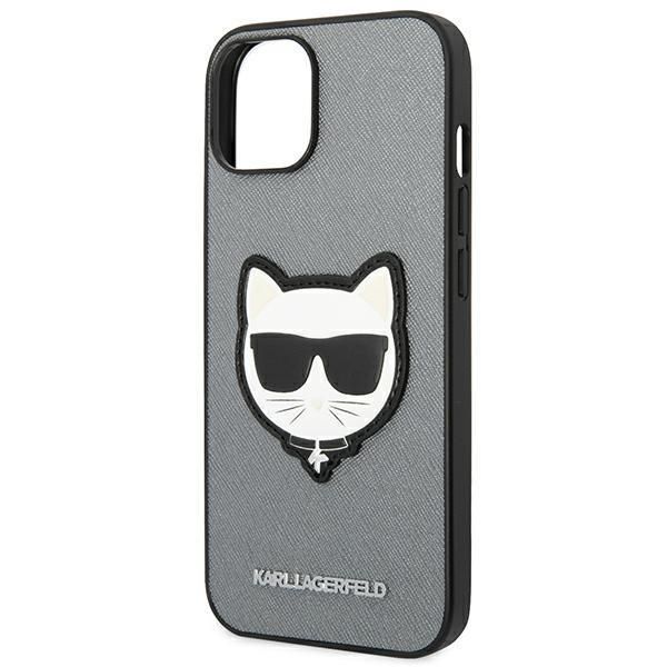 Back panel cover Karl Lagerfeld Karl Lagerfeld KLHCP14MSAPCHG iPhone 14 Plus 6,7" hardcase srebrny/silver Saffiano Choupette Head Patch