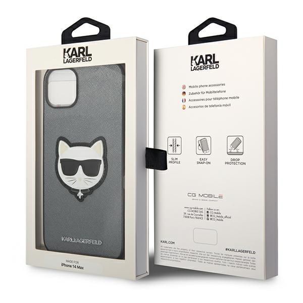 Back panel cover Karl Lagerfeld Karl Lagerfeld KLHCP14MSAPCHG iPhone 14 Plus 6,7" hardcase srebrny/silver Saffiano Choupette Head Patch