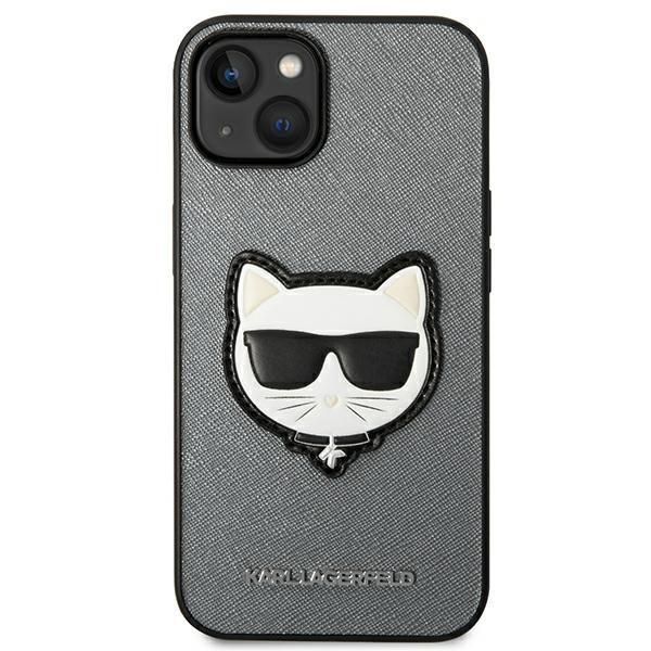 Back panel cover Karl Lagerfeld Karl Lagerfeld KLHCP14MSAPCHG iPhone 14 Plus 6,7" hardcase srebrny/silver Saffiano Choupette Head Patch