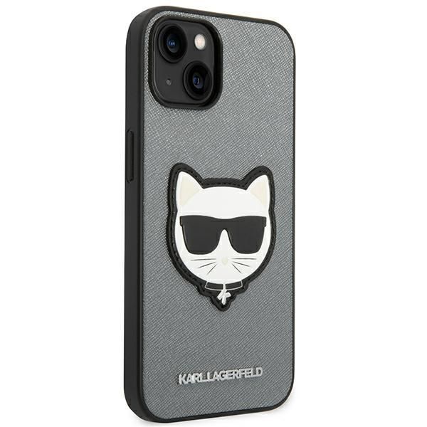 Back panel cover Karl Lagerfeld Karl Lagerfeld KLHCP14MSAPCHG iPhone 14 Plus 6,7" hardcase srebrny/silver Saffiano Choupette Head Patch