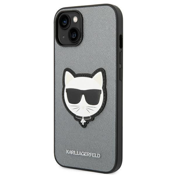 Back panel cover Karl Lagerfeld Karl Lagerfeld KLHCP14MSAPCHG iPhone 14 Plus 6,7" hardcase srebrny/silver Saffiano Choupette Head Patch
