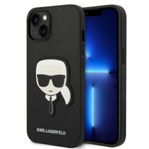 Nugarėlės dėklai Karl Lagerfeld  Karl Lagerfeld KLHCP14MSAPKHK iPhone 14 Plus 6,7" czarny/black hardcase Saffiano Karl`s Head Patch 