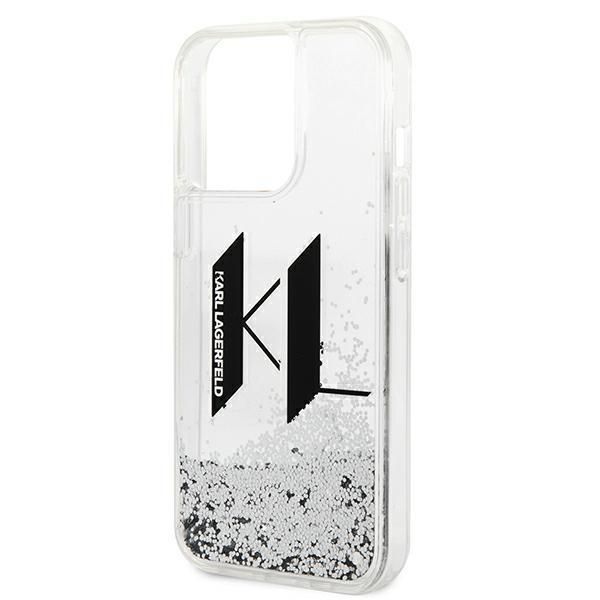 Aizmugurējais vāciņš Karl Lagerfeld Karl Lagerfeld KLHCP14LLBKLCS iPhone 14 Pro 6,1" srebrny/silver hardcase Liquid Glitter Big KL