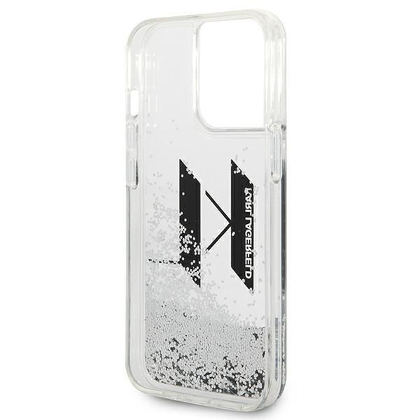 Aizmugurējais vāciņš Karl Lagerfeld Karl Lagerfeld KLHCP14LLBKLCS iPhone 14 Pro 6,1" srebrny/silver hardcase Liquid Glitter Big KL