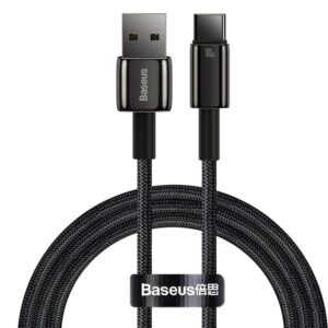 Kabelis Baseus  Baseus Tungsten Gold cable USB-A - USB-C 480Mb/s 100W 1m black (CAWJ000001)