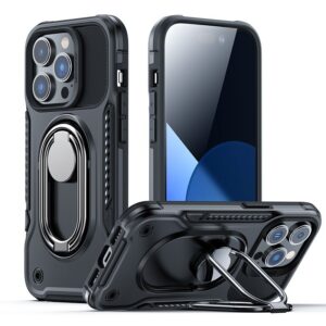 Aizmugurējais vāciņš Joyroom  Joyroom Dual Hinge case for iPhone 14 Pro armored case with a stand and a ring holder black 