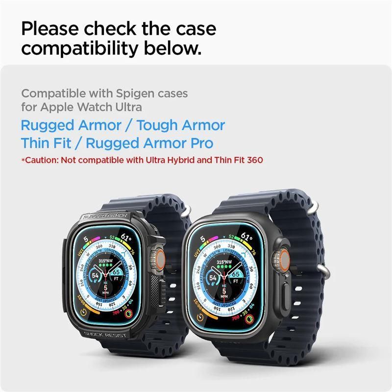 Aizsargstikls Spigen Spigen Glas.tR EZ Fit tempered glass for Apple Watch Ultra / Ultra 2 (49 mm) - 2 pcs.