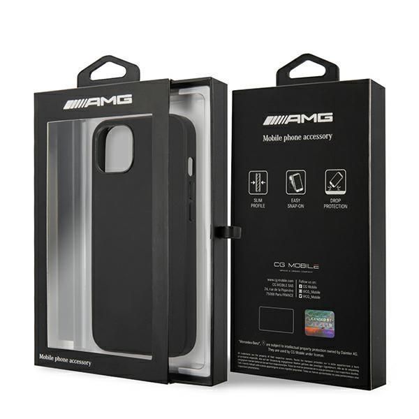 Tagakaaned Mercedes-Benz AMG AMHCP14SDOLBK iPhone 14 6.1 "black / black hardcase Leather Hot Stamped