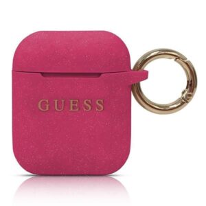Aizmugurējais vāciņš Guess  Guess GUACCSILGLFU AirPods cover fuchsia / fuchsia Silicone Glitter
