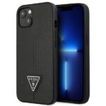 Aizmugurējais vāciņš Guess  Guess GUHCP13SPSATLK iPhone 13 mini 5,4 "black / black hardcase SaffianoTriangle Logo 