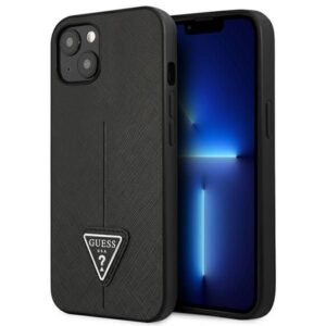 Aizmugurējais vāciņš Guess  Guess GUHCP13SPSATLK iPhone 13 mini 5,4 "black / black hardcase SaffianoTriangle Logo 