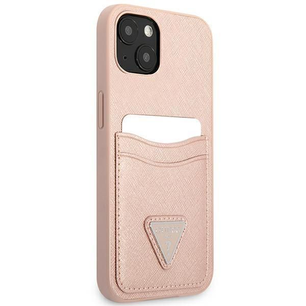 Back panel cover Guess Guess GUHCP13SPSATPP iPhone 13 mini 5,4 "pink / pink hardcase SaffianoTriangle Logo Cardslot
