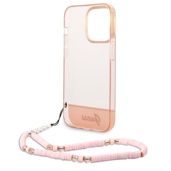 Aizmugurējais vāciņš Guess Guess GUHCP14LHGCOHP iPhone 14 Pro 6.1" pink/pink hardcase Translucent Pearl Strap