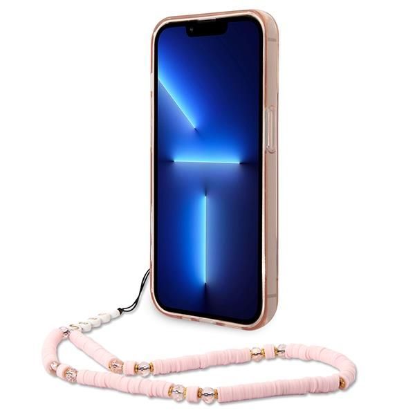 Aizmugurējais vāciņš Guess Guess GUHCP14LHGCOHP iPhone 14 Pro 6.1" pink/pink hardcase Translucent Pearl Strap