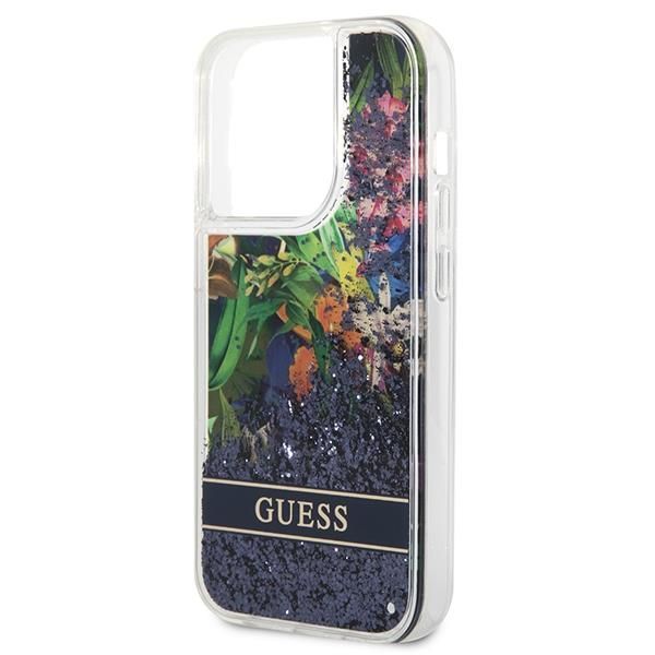 Tagakaaned Guess Guess GUHCP14LLFLSB iPhone 14 Pro 6.1 "blue / blue hardcase Flower Liquid Glitter