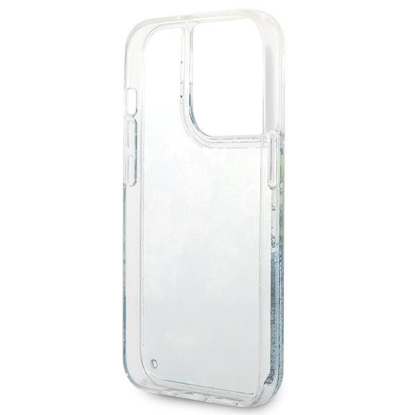 Aizmugurējais vāciņš Guess Guess GUHCP14LLFLSN iPhone 14 Pro 6.1" green/green hardcase Flower Liquid Glitter