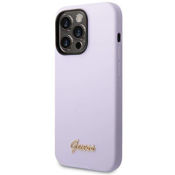 Back panel cover Guess Guess GUHCP14LSLSMU iPhone 14 Pro 6.1" purple/purple hard case Silicone Vintage Gold Logo