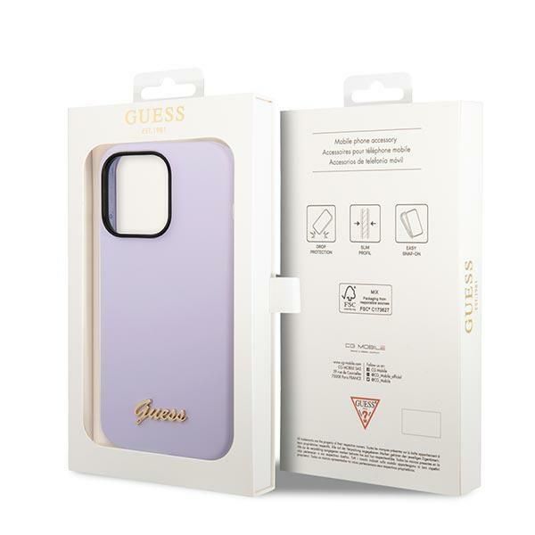 Back panel cover Guess Guess GUHCP14LSLSMU iPhone 14 Pro 6.1" purple/purple hard case Silicone Vintage Gold Logo