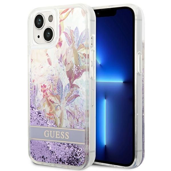 Tagakaaned Guess Guess GUHCP14MLFLSU iPhone 14 Plus 6.7 "violet / purple hardcase Flower Liquid Glitter
