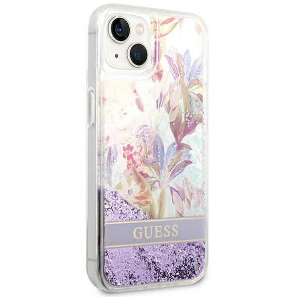 Tagakaaned Guess Guess GUHCP14MLFLSU iPhone 14 Plus 6.7 "violet / purple hardcase Flower Liquid Glitter