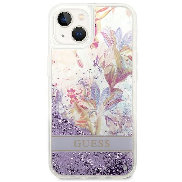 Tagakaaned Guess Guess GUHCP14MLFLSU iPhone 14 Plus 6.7 "violet / purple hardcase Flower Liquid Glitter