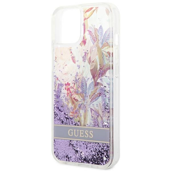 Tagakaaned Guess Guess GUHCP14MLFLSU iPhone 14 Plus 6.7 "violet / purple hardcase Flower Liquid Glitter
