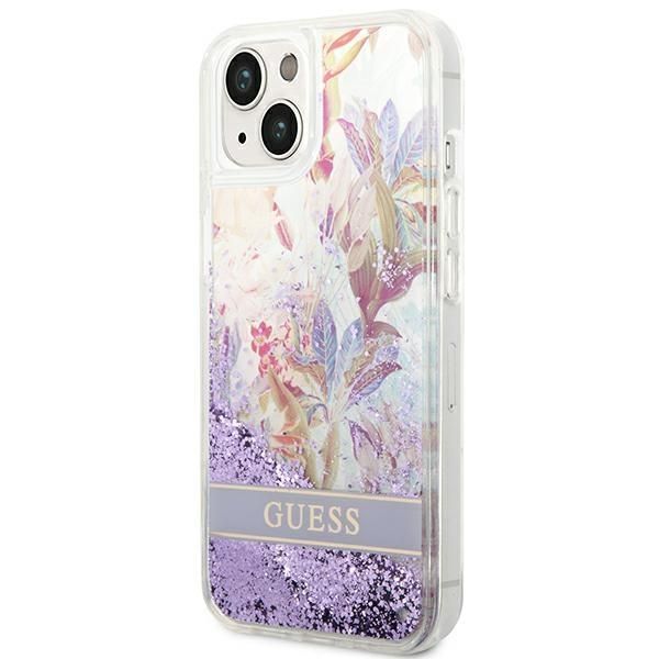 Tagakaaned Guess Guess GUHCP14MLFLSU iPhone 14 Plus 6.7 "violet / purple hardcase Flower Liquid Glitter