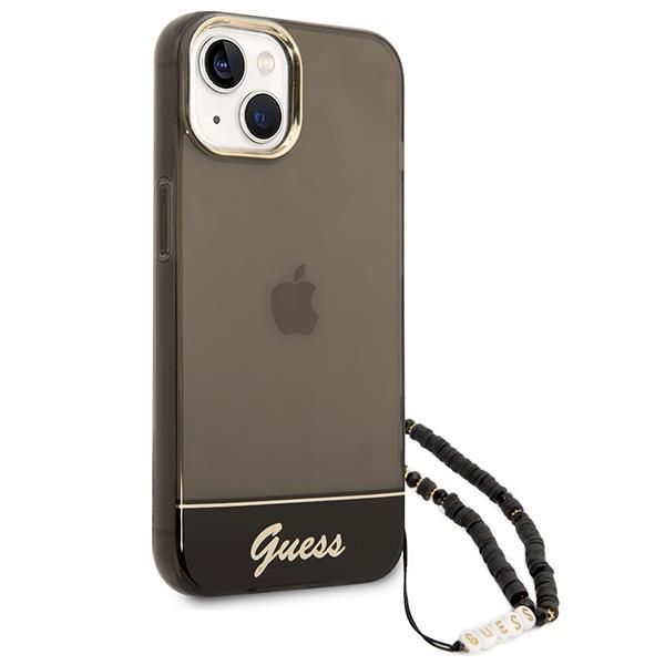 Aizmugurējais vāciņš Guess Guess GUHCP14SHGCOHK iPhone 14 6.1 "black / black hardcase Translucent Pearl Strap