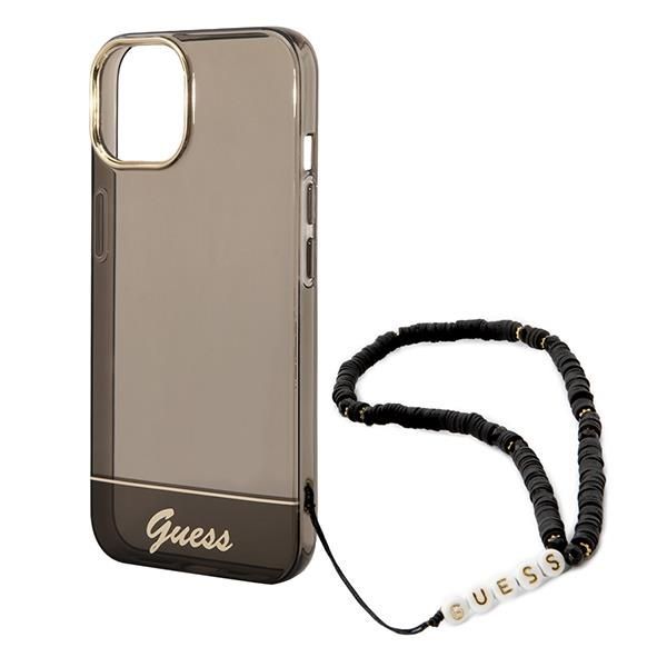 Aizmugurējais vāciņš Guess Guess GUHCP14SHGCOHK iPhone 14 6.1 "black / black hardcase Translucent Pearl Strap
