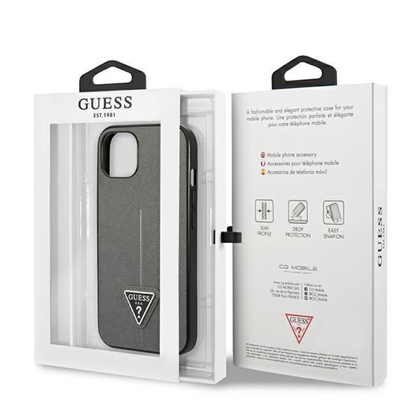 Nugarėlės dėklai Guess Guess GUHCP14SPSATLG iPhone 14 6.1 "silver / silver hardcase SaffianoTriangle Logo