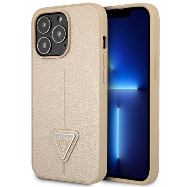 Tagakaaned Guess Guess GUHCP14XPSATLE iPhone 14 Pro Max 6,7 "beige / beige hardcase SaffianoTriangle Logo