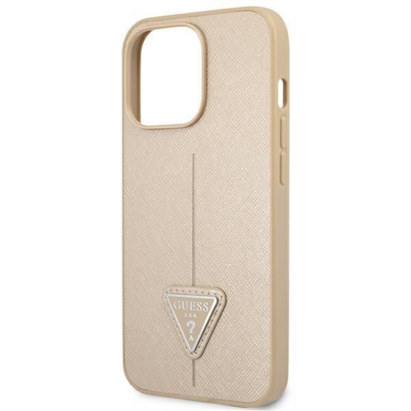 Tagakaaned Guess Guess GUHCP14XPSATLE iPhone 14 Pro Max 6,7 "beige / beige hardcase SaffianoTriangle Logo
