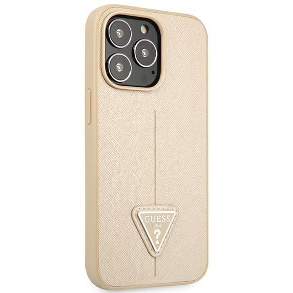 Tagakaaned Guess Guess GUHCP14XPSATLE iPhone 14 Pro Max 6,7 "beige / beige hardcase SaffianoTriangle Logo