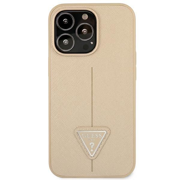 Tagakaaned Guess Guess GUHCP14XPSATLE iPhone 14 Pro Max 6,7 "beige / beige hardcase SaffianoTriangle Logo