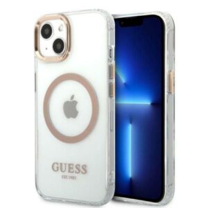 Aizmugurējais vāciņš Guess  Guess GUHMP13MHTRMD iPhone 13 6.1 "gold / gold hard case Metal Outline Magsafe