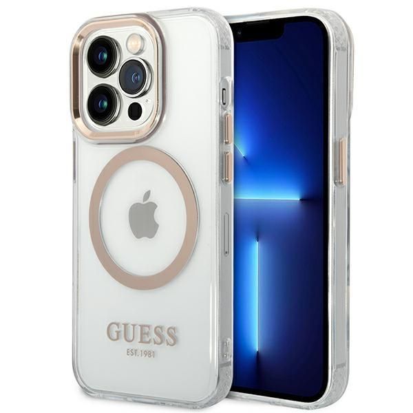 Tagakaaned Guess Guess GUHMP14LHTRMD iPhone 14 Pro 6.1 "gold / gold hard case Metal Outline Magsafe