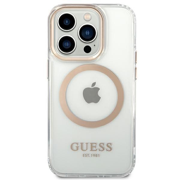 Tagakaaned Guess Guess GUHMP14LHTRMD iPhone 14 Pro 6.1 "gold / gold hard case Metal Outline Magsafe