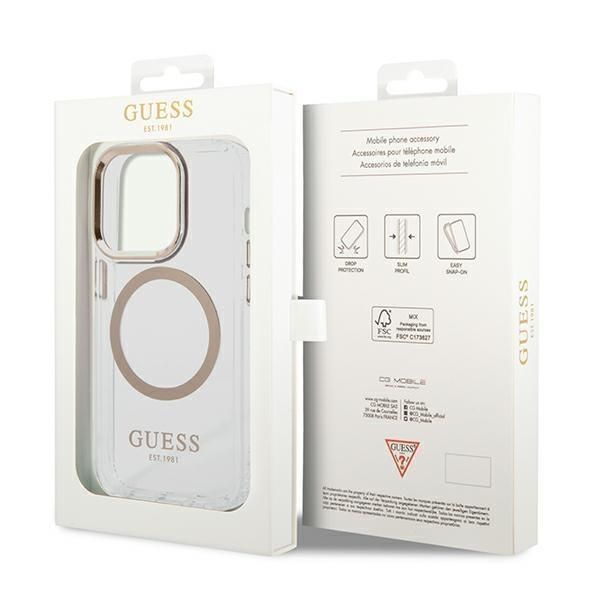 Tagakaaned Guess Guess GUHMP14LHTRMD iPhone 14 Pro 6.1 "gold / gold hard case Metal Outline Magsafe