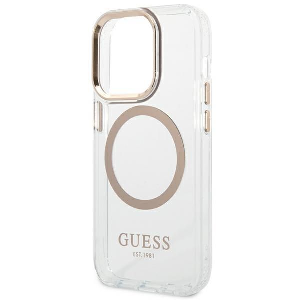 Tagakaaned Guess Guess GUHMP14LHTRMD iPhone 14 Pro 6.1 "gold / gold hard case Metal Outline Magsafe
